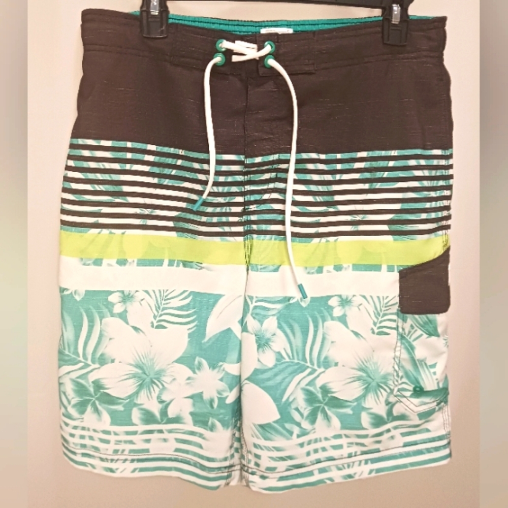 Speedo Men's Tropical Swim Shorts - Black, Green, White